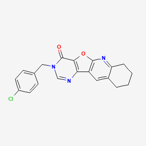 14-[(4-chlorophenyl)methyl]-17-oxa-2,12,14-triazatetracyclo[8.7.0.03,8.011,16]heptadeca-1(10),2,8,11(16),12-pentaen-15-one