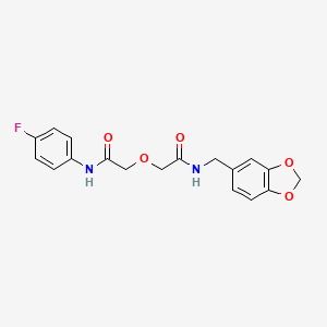 molecular formula C18H17FN2O5 B11279105 2-{2-[(1,3-benzodioxol-5-ylmethyl)amino]-2-oxoethoxy}-N-(4-fluorophenyl)acetamide 