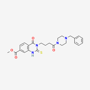 Methyl 3-(4-(4-benzylpiperazin-1-yl)-4-oxobutyl)-4-oxo-2-thioxo-1,2,3,4-tetrahydroquinazoline-7-carboxylate