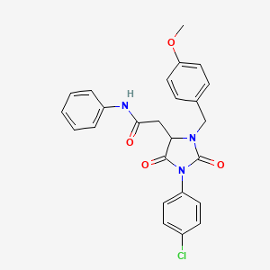 molecular formula C25H22ClN3O4 B11279161 2-[1-(4-chlorophenyl)-3-(4-methoxybenzyl)-2,5-dioxoimidazolidin-4-yl]-N-phenylacetamide 