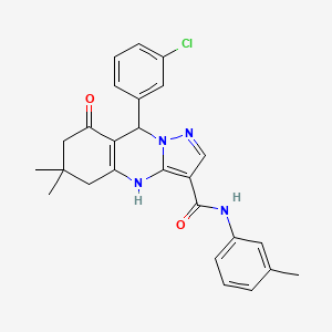 9-(3-chlorophenyl)-6,6-dimethyl-N-(3-methylphenyl)-8-oxo-4,5,6,7,8,9-hexahydropyrazolo[5,1-b]quinazoline-3-carboxamide