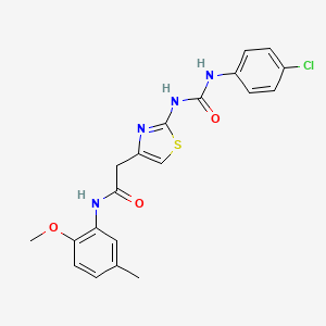 molecular formula C20H19ClN4O3S B11279241 2-(2-{[(4-chlorophenyl)carbamoyl]amino}-1,3-thiazol-4-yl)-N-(2-methoxy-5-methylphenyl)acetamide 