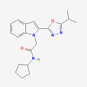 N-cyclopentyl-2-(2-(5-isopropyl-1,3,4-oxadiazol-2-yl)-1H-indol-1-yl)acetamide