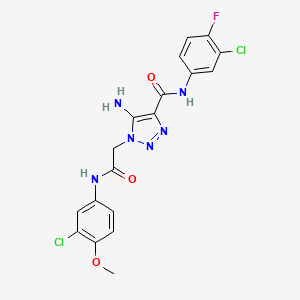 molecular formula C18H15Cl2FN6O3 B11279253 5-amino-N-(3-chloro-4-fluorophenyl)-1-{2-[(3-chloro-4-methoxyphenyl)amino]-2-oxoethyl}-1H-1,2,3-triazole-4-carboxamide 