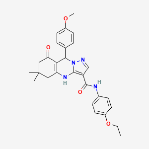 N-(4-ethoxyphenyl)-9-(4-methoxyphenyl)-6,6-dimethyl-8-oxo-4,5,6,7,8,9-hexahydropyrazolo[5,1-b]quinazoline-3-carboxamide