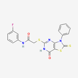 N-(3-fluorophenyl)-2-((7-oxo-3-phenyl-2-thioxo-2,3,6,7-tetrahydrothiazolo[4,5-d]pyrimidin-5-yl)thio)acetamide