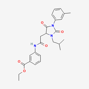 Ethyl 3-({[1-(3-methylphenyl)-3-(2-methylpropyl)-2,5-dioxoimidazolidin-4-yl]acetyl}amino)benzoate