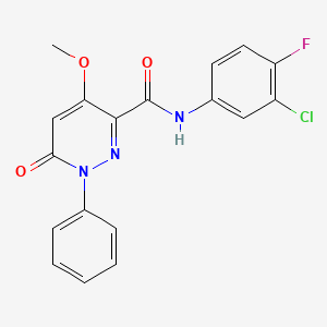 molecular formula C18H13ClFN3O3 B11279274 N-(3-chloro-4-fluorophenyl)-4-methoxy-6-oxo-1-phenyl-1,6-dihydropyridazine-3-carboxamide 