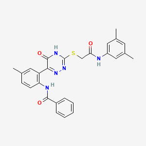 N-{2-[3-({[(3,5-Dimethylphenyl)carbamoyl]methyl}sulfanyl)-5-oxo-4,5-dihydro-1,2,4-triazin-6-YL]-4-methylphenyl}benzamide