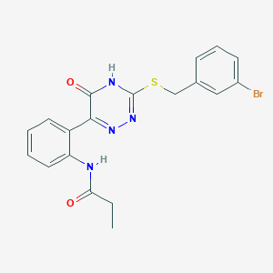 N-[2-(3-{[(3-Bromophenyl)methyl]sulfanyl}-5-oxo-4,5-dihydro-1,2,4-triazin-6-YL)phenyl]propanamide