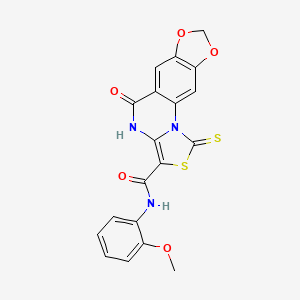 molecular formula C19H13N3O5S2 B11279305 N-(2-methoxyphenyl)-5-oxo-1-thioxo-4,5-dihydro-1H-[1,3]dioxolo[4,5-g]thiazolo[3,4-a]quinazoline-3-carboxamide 