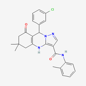 9-(3-chlorophenyl)-6,6-dimethyl-N-(2-methylphenyl)-8-oxo-4,5,6,7,8,9-hexahydropyrazolo[5,1-b]quinazoline-3-carboxamide