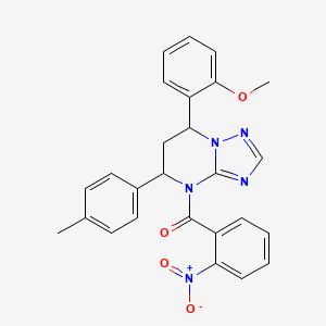 molecular formula C26H23N5O4 B11279325 [7-(2-methoxyphenyl)-5-(4-methylphenyl)-6,7-dihydro[1,2,4]triazolo[1,5-a]pyrimidin-4(5H)-yl](2-nitrophenyl)methanone 