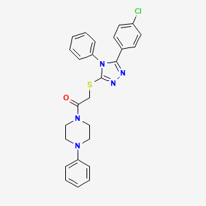 molecular formula C26H24ClN5OS B11279349 2-{[5-(4-chlorophenyl)-4-phenyl-4H-1,2,4-triazol-3-yl]sulfanyl}-1-(4-phenylpiperazin-1-yl)ethanone 