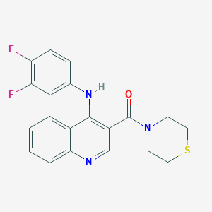 molecular formula C20H17F2N3OS B11279356 N-(3,4-Difluorophenyl)-3-(thiomorpholine-4-carbonyl)quinolin-4-amine 