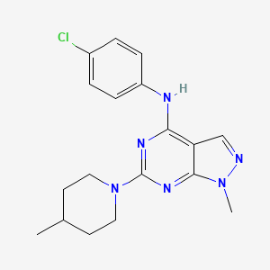 molecular formula C18H21ClN6 B11279385 N-(4-chlorophenyl)-1-methyl-6-(4-methylpiperidin-1-yl)-1H-pyrazolo[3,4-d]pyrimidin-4-amine 