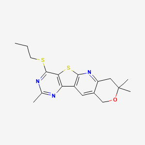 molecular formula C18H21N3OS2 B11279400 5,5,13-trimethyl-15-propylsulfanyl-6-oxa-17-thia-2,12,14-triazatetracyclo[8.7.0.03,8.011,16]heptadeca-1,3(8),9,11,13,15-hexaene 