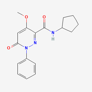 molecular formula C17H19N3O3 B11279419 N-cyclopentyl-4-methoxy-6-oxo-1-phenyl-1,6-dihydropyridazine-3-carboxamide 