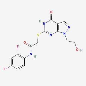 molecular formula C15H13F2N5O3S B11279440 N-(2,4-difluorophenyl)-2-((1-(2-hydroxyethyl)-4-oxo-4,5-dihydro-1H-pyrazolo[3,4-d]pyrimidin-6-yl)thio)acetamide 