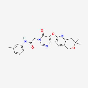 molecular formula C23H22N4O4 B11279474 2-(8,8-Dimethyl-1-oxo-8,9-dihydro-1H,6H-7,11-dioxa-2,4,10-triaza-benzo[b]fluoren-2-yl)-N-m-tolyl-acetamide 