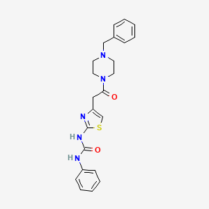 molecular formula C23H25N5O2S B11279476 1-(4-(2-(4-Benzylpiperazin-1-yl)-2-oxoethyl)thiazol-2-yl)-3-phenylurea 