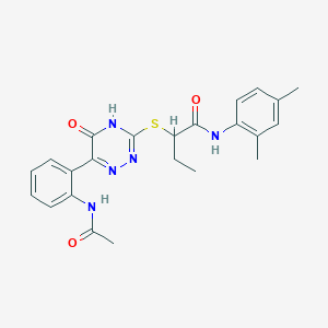 molecular formula C23H25N5O3S B11279488 N-(2,4-Dimethylphenyl)-2-{[6-(2-acetamidophenyl)-5-oxo-4,5-dihydro-1,2,4-triazin-3-YL]sulfanyl}butanamide 