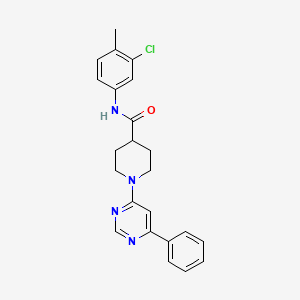 molecular formula C23H23ClN4O B11279499 N-(3-chloro-4-methylphenyl)-1-(6-phenylpyrimidin-4-yl)piperidine-4-carboxamide 