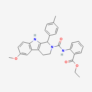 molecular formula C29H29N3O4 B11279532 ethyl 2-(6-methoxy-1-(p-tolyl)-2,3,4,9-tetrahydro-1H-pyrido[3,4-b]indole-2-carboxamido)benzoate 