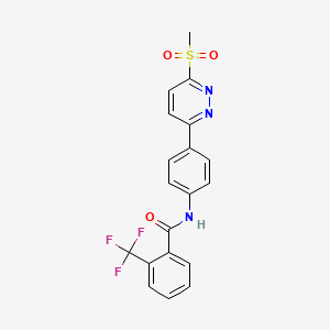 molecular formula C19H14F3N3O3S B11279644 N-(4-(6-(methylsulfonyl)pyridazin-3-yl)phenyl)-2-(trifluoromethyl)benzamide 