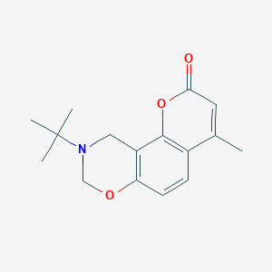 molecular formula C16H19NO3 B11279657 9-tert-butyl-4-methyl-9,10-dihydro-2H,8H-chromeno[8,7-e][1,3]oxazin-2-one 