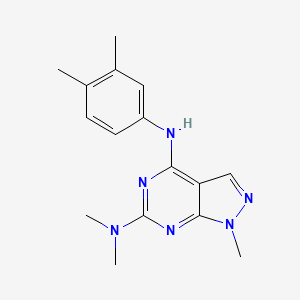 molecular formula C16H20N6 B11279671 N~4~-(3,4-dimethylphenyl)-N~6~,N~6~,1-trimethyl-1H-pyrazolo[3,4-d]pyrimidine-4,6-diamine 