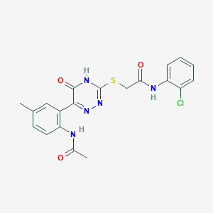 molecular formula C20H18ClN5O3S B11279715 N-(2-Chlorophenyl)-2-{[6-(2-acetamido-5-methylphenyl)-5-oxo-4,5-dihydro-1,2,4-triazin-3-YL]sulfanyl}acetamide 