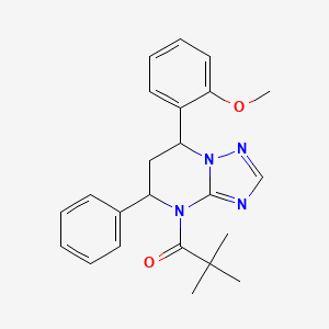 molecular formula C23H26N4O2 B11279726 1-[7-(2-methoxyphenyl)-5-phenyl-6,7-dihydro[1,2,4]triazolo[1,5-a]pyrimidin-4(5H)-yl]-2,2-dimethylpropan-1-one 