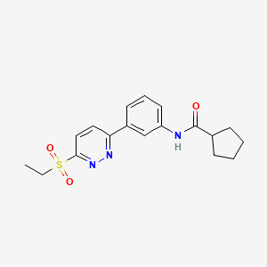 molecular formula C18H21N3O3S B11279750 N-(3-(6-(ethylsulfonyl)pyridazin-3-yl)phenyl)cyclopentanecarboxamide 