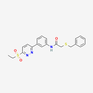 molecular formula C21H21N3O3S2 B11279807 2-(benzylthio)-N-(3-(6-(ethylsulfonyl)pyridazin-3-yl)phenyl)acetamide 