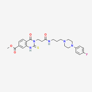 Methyl 3-(3-((3-(4-(4-fluorophenyl)piperazin-1-yl)propyl)amino)-3-oxopropyl)-4-oxo-2-thioxo-1,2,3,4-tetrahydroquinazoline-7-carboxylate