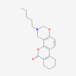 molecular formula C20H25NO3 B11279823 3-pentyl-3,4,7,8,9,10-hexahydro-2H,6H-benzo[3,4]chromeno[8,7-e][1,3]oxazin-6-one 