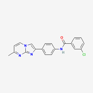 molecular formula C20H15ClN4O B11279855 3-Chloro-N-(4-{7-methylimidazo[1,2-A]pyrimidin-2-YL}phenyl)benzamide 