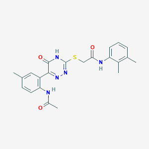 molecular formula C22H23N5O3S B11279863 N-(2,3-Dimethylphenyl)-2-{[6-(2-acetamido-5-methylphenyl)-5-oxo-4,5-dihydro-1,2,4-triazin-3-YL]sulfanyl}acetamide 