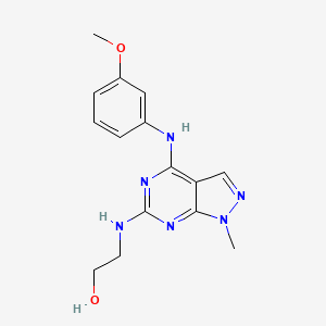 molecular formula C15H18N6O2 B11279953 2-({4-[(3-methoxyphenyl)amino]-1-methyl-1H-pyrazolo[3,4-d]pyrimidin-6-yl}amino)ethanol 