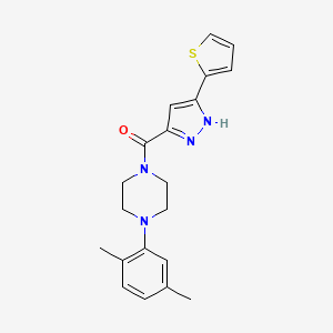 molecular formula C20H22N4OS B11279978 1-(2,5-Dimethylphenyl)-4-[3-(thiophen-2-YL)-1H-pyrazole-5-carbonyl]piperazine 