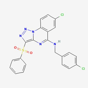 molecular formula C22H15Cl2N5O2S B11279981 7-chloro-N-(4-chlorobenzyl)-3-(phenylsulfonyl)[1,2,3]triazolo[1,5-a]quinazolin-5-amine 