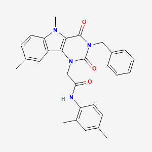 molecular formula C29H28N4O3 B11279993 2-(3-benzyl-5,8-dimethyl-2,4-dioxo-2,3,4,5-tetrahydro-1H-pyrimido[5,4-b]indol-1-yl)-N-(2,4-dimethylphenyl)acetamide 