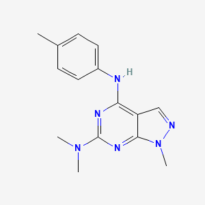 molecular formula C15H18N6 B11280012 N~6~,N~6~,1-trimethyl-N~4~-(4-methylphenyl)-1H-pyrazolo[3,4-d]pyrimidine-4,6-diamine 