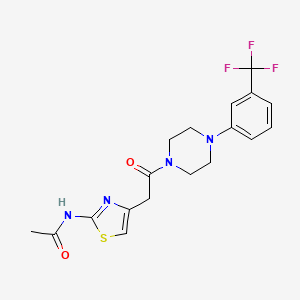 molecular formula C18H19F3N4O2S B11280067 N-[4-(2-oxo-2-{4-[3-(trifluoromethyl)phenyl]piperazin-1-yl}ethyl)-1,3-thiazol-2-yl]acetamide 