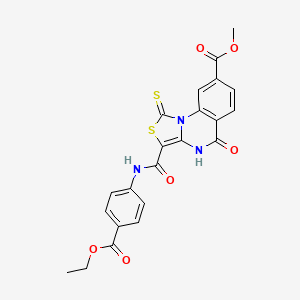 methyl 3-((4-(ethoxycarbonyl)phenyl)carbamoyl)-5-oxo-1-thioxo-4,5-dihydro-1H-thiazolo[3,4-a]quinazoline-8-carboxylate