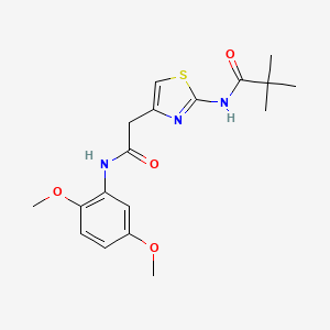 N-(4-(2-((2,5-dimethoxyphenyl)amino)-2-oxoethyl)thiazol-2-yl)pivalamide