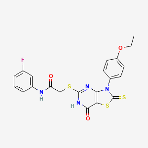 2-((3-(4-ethoxyphenyl)-7-oxo-2-thioxo-2,3,6,7-tetrahydrothiazolo[4,5-d]pyrimidin-5-yl)thio)-N-(3-fluorophenyl)acetamide