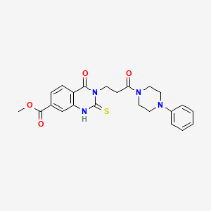 Methyl 4-oxo-3-(3-oxo-3-(4-phenylpiperazin-1-yl)propyl)-2-thioxo-1,2,3,4-tetrahydroquinazoline-7-carboxylate