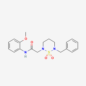 molecular formula C19H23N3O4S B11280099 2-(6-benzyl-1,1-dioxido-1,2,6-thiadiazinan-2-yl)-N-(2-methoxyphenyl)acetamide 